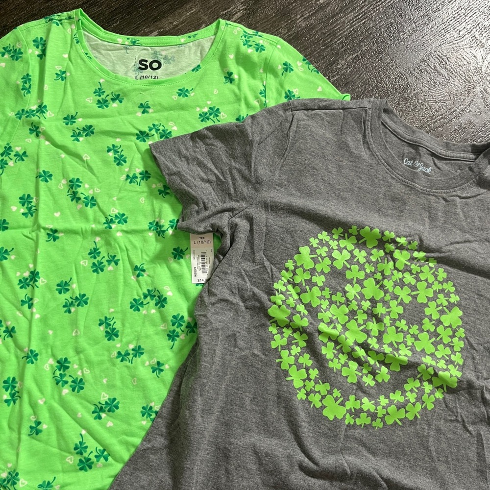 Kids St. Patrick's Day T-Shirts Bundle - Shamrockβ Green Gray Size L